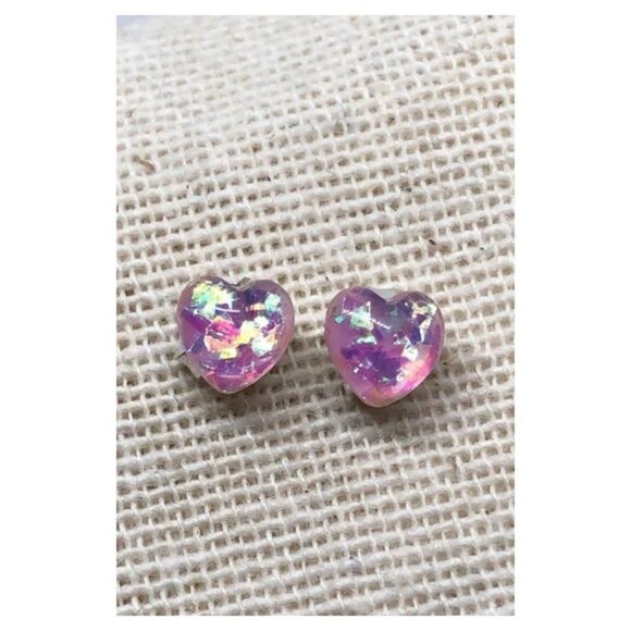 Sterling silver 925 lab opal mini small post/stud earrings. - Picture 1 of 6